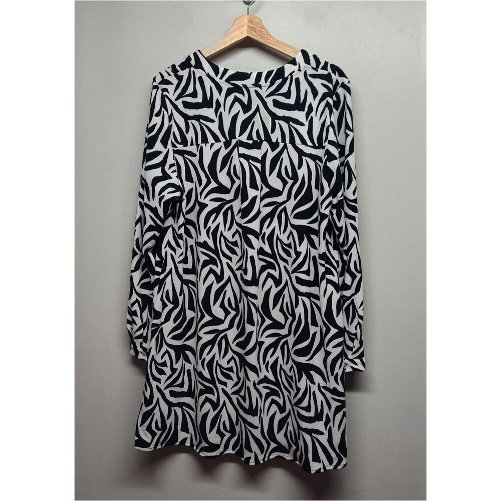 Lildy Tunic Dress Women Size L/XL White Black 3/5 Sleeve Knit Long Sleeve Casual - Picture 5 of 6